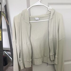 TNA Sage Waffle Knit Crop Zip Up